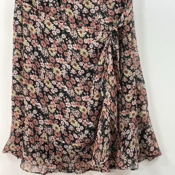 Abercrombie and Fitch Black Floral Chiffon Halter Tie Mini Dress - Size S - Picture 4 of 5